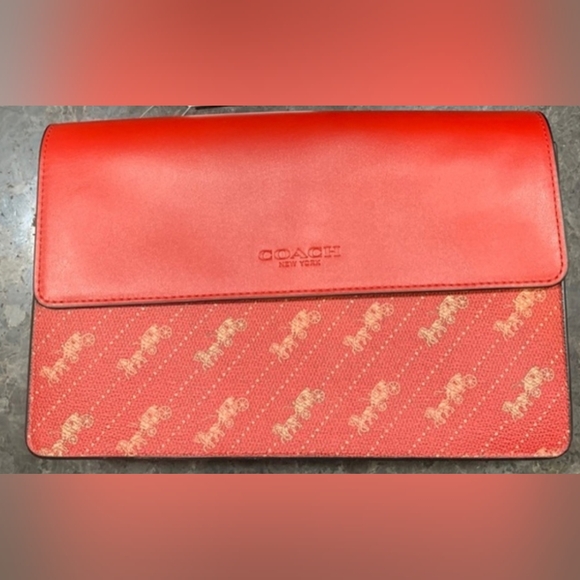 Coach Handbags - Coach Red and Tan Clutch
